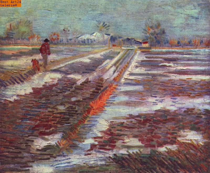 Schneebedeckte Felder vor Arles nach van Gogh Gemäldeimitation